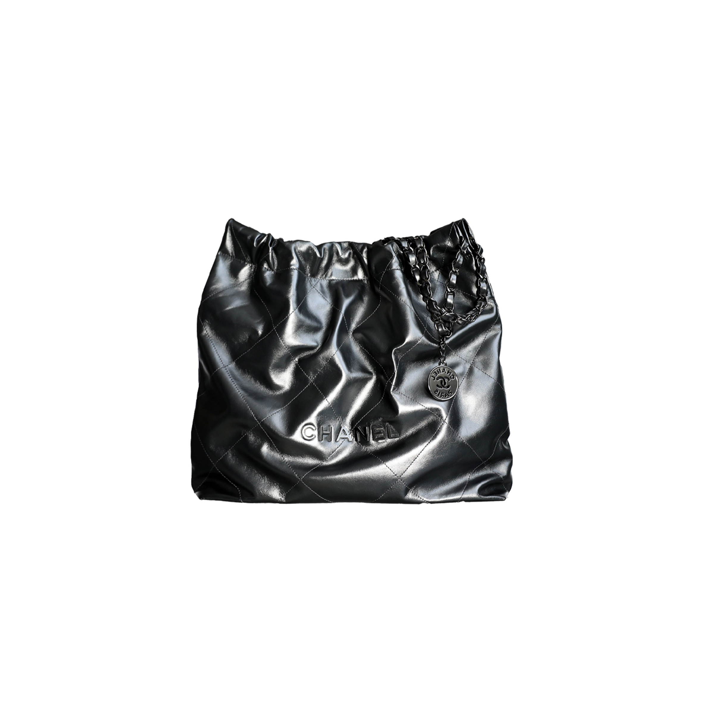 Ch*el master shiny calf leather quilted 22 bag as3261 (42*39*8cm)